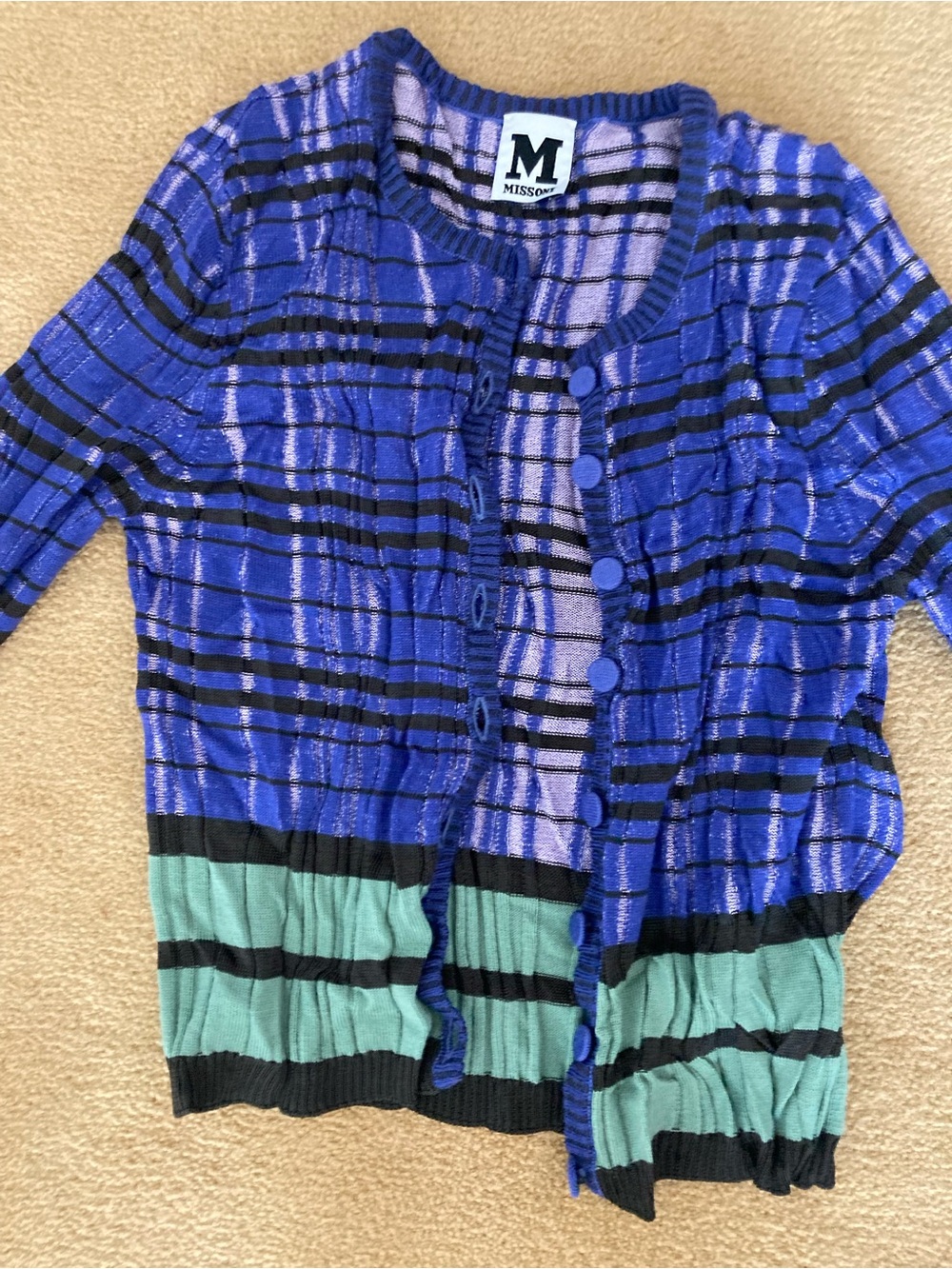 Missoni Blue, Green & Black Striped Knit Top